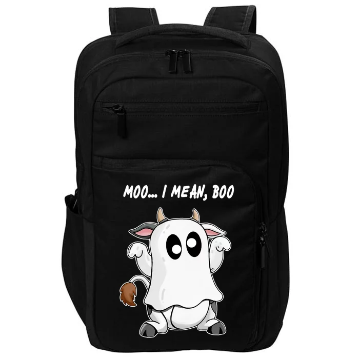 Ghost Cow Moo I Mean Bo Funny Halloween Impact Tech Backpack