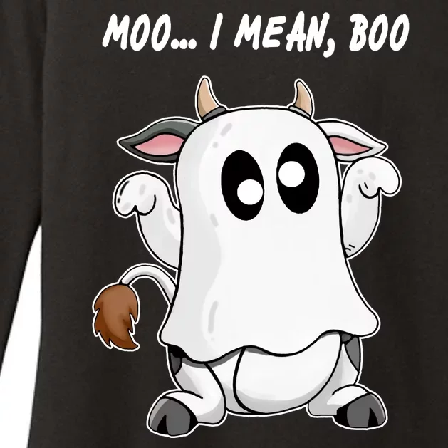 Ghost Cow Moo I Mean Bo Funny Halloween Womens CVC Long Sleeve Shirt