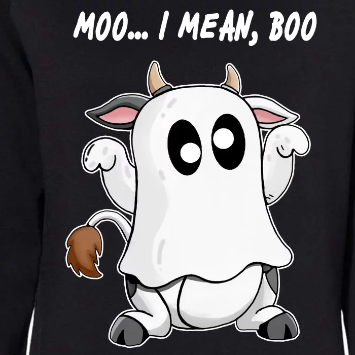 Ghost Cow Moo I Mean Bo Funny Halloween Womens California Wash Sweatshirt