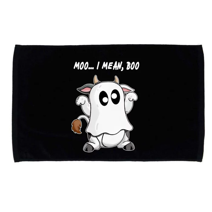 Ghost Cow Moo I Mean Bo Funny Halloween Microfiber Hand Towel