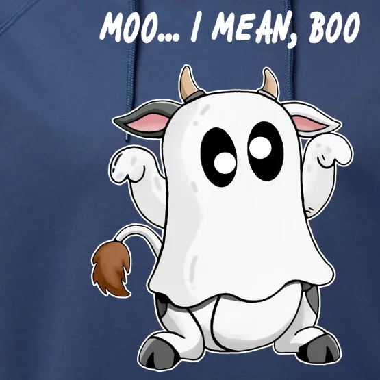 Ghost Cow Moo I Mean Bo Funny Halloween Performance Fleece Hoodie