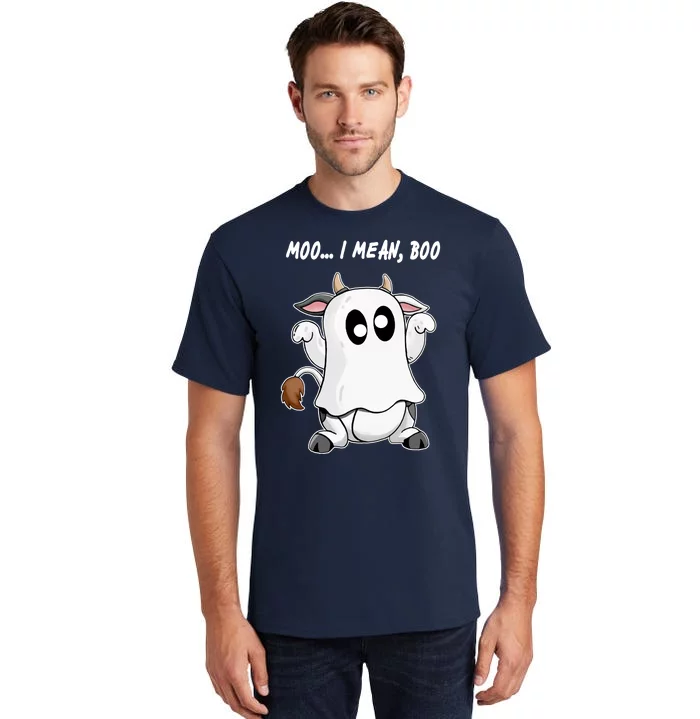 Ghost Cow Moo I Mean Bo Funny Halloween Tall T-Shirt