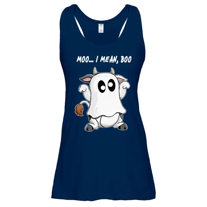 Ghost Cow Moo I Mean Bo Funny Halloween Ladies Essential Flowy Tank