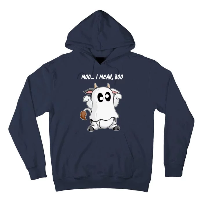 Ghost Cow Moo I Mean Bo Funny Halloween Tall Hoodie