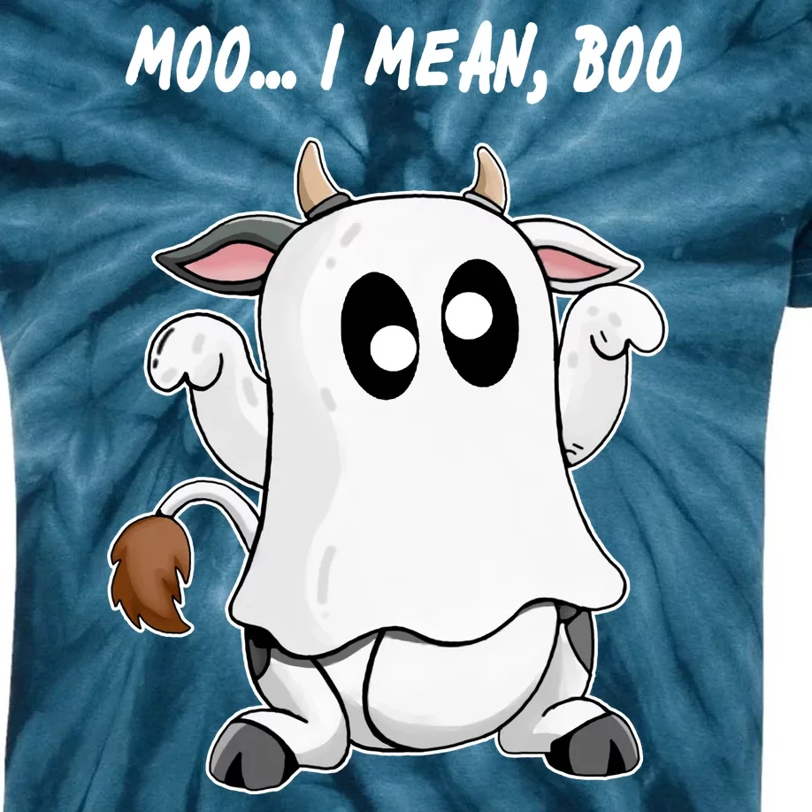 Ghost Cow Moo I Mean Bo Funny Halloween Kids Tie-Dye T-Shirt