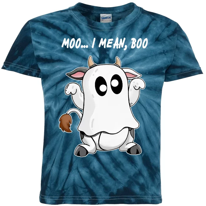 Ghost Cow Moo I Mean Bo Funny Halloween Kids Tie-Dye T-Shirt