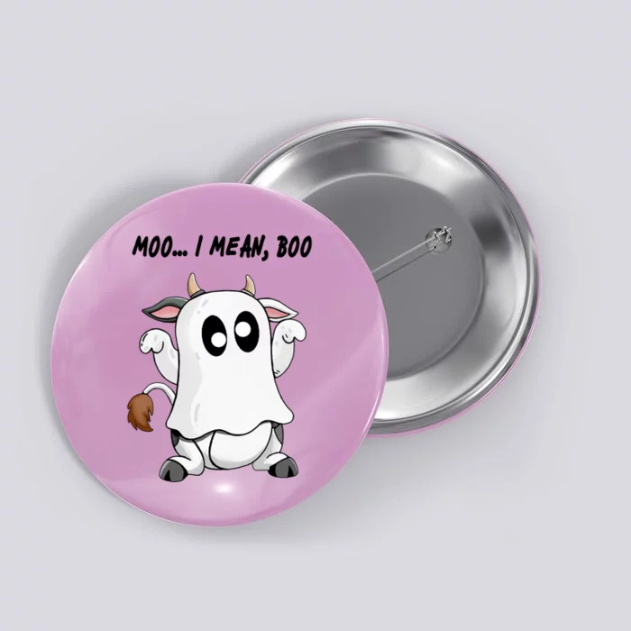 Ghost Cow Moo I Mean Bo Funny Halloween Button