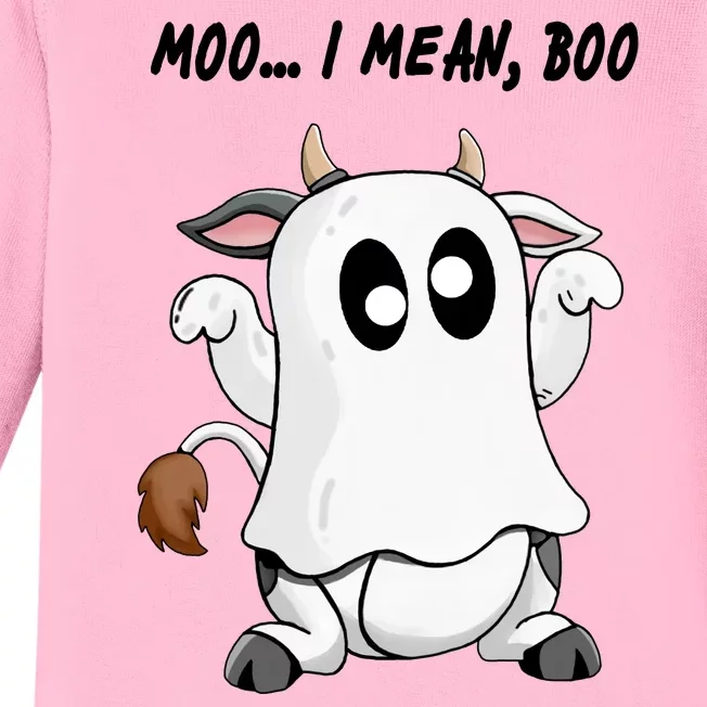 Ghost Cow Moo I Mean Bo Funny Halloween Baby Long Sleeve Bodysuit