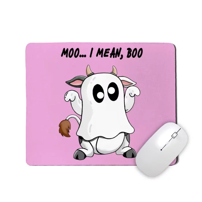 Ghost Cow Moo I Mean Bo Funny Halloween Mousepad