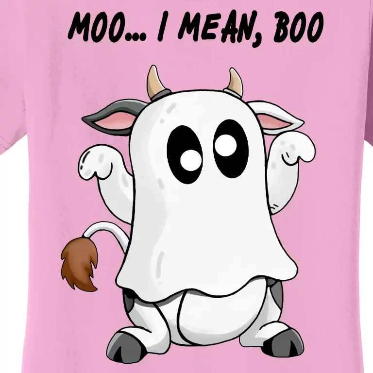 Ghost Cow Moo I Mean Bo Funny Halloween Women's T-Shirt