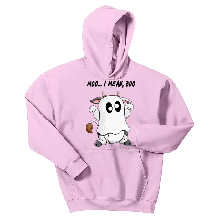 Ghost Cow Moo I Mean Bo Funny Halloween Kids Hoodie