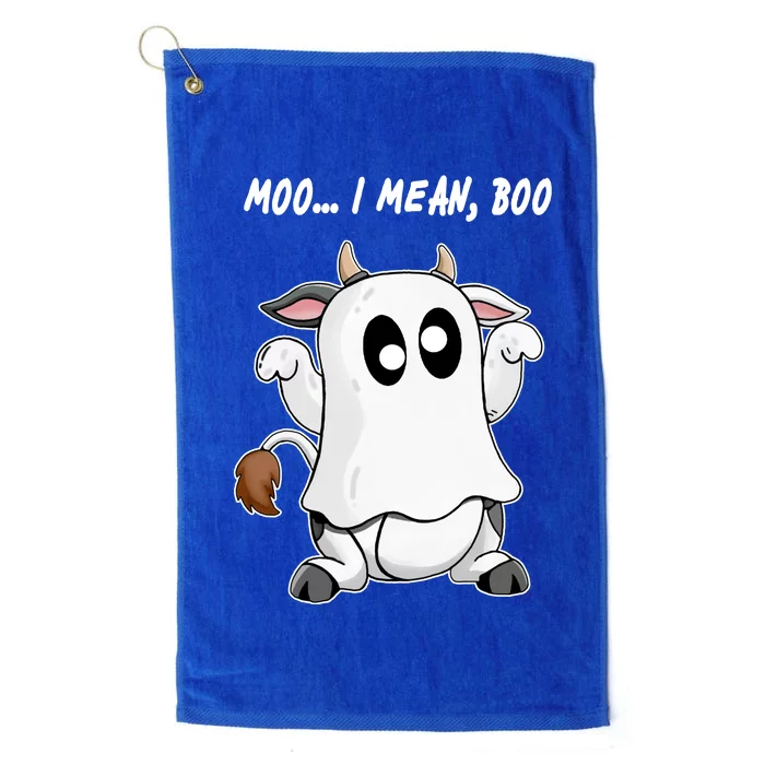 Ghost Cow Moo I Mean Bo Funny Halloween Platinum Collection Golf Towel