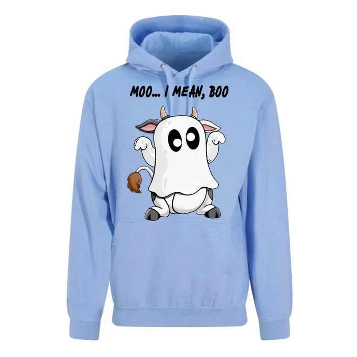 Ghost Cow Moo I Mean Bo Funny Halloween Unisex Surf Hoodie