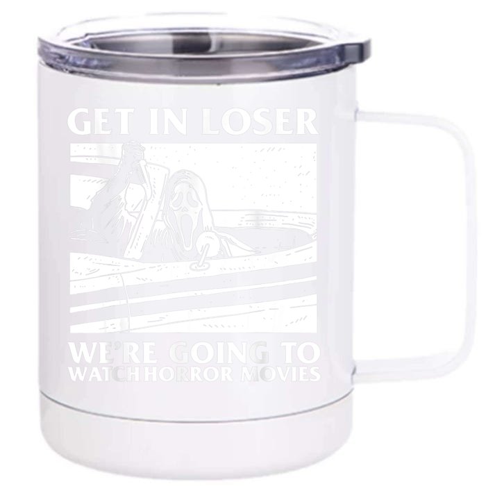 Ghost Face Let's Watch Scary Halloween Horror Movie Front & Back 12oz Stainless Steel Tumbler Cup