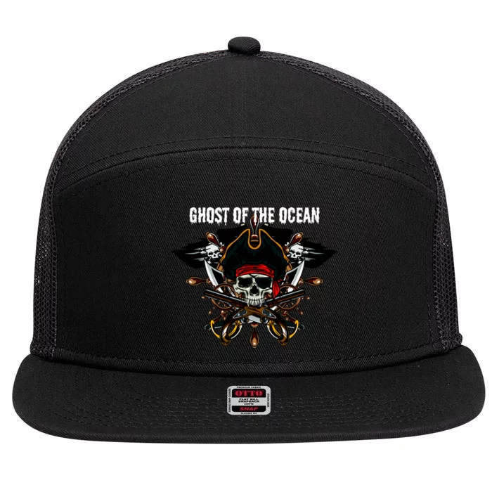 Ghost of the Ocean Pirate 7 Panel Mesh Trucker Snapback Hat