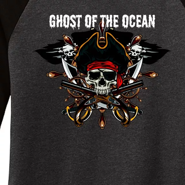 Ghost of the Ocean Pirate Women's Tri-Blend 3/4-Sleeve Raglan Shirt