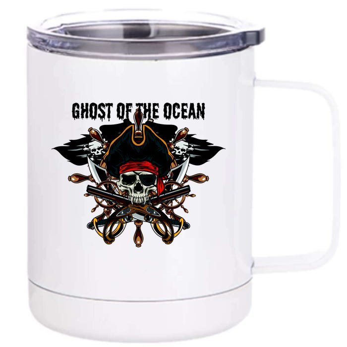 Ghost of the Ocean Pirate Front & Back 12oz Stainless Steel Tumbler Cup