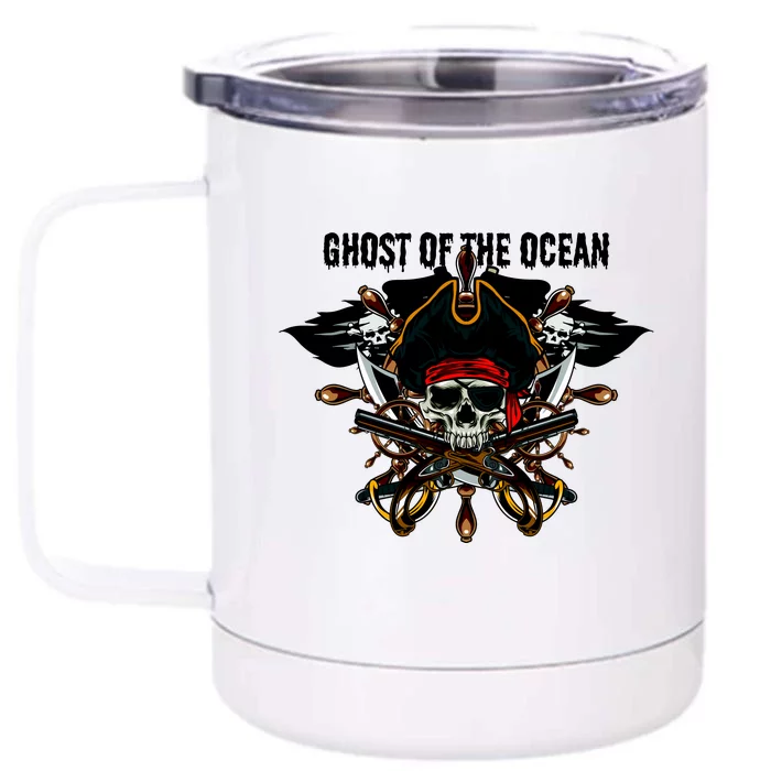 Ghost of the Ocean Pirate Front & Back 12oz Stainless Steel Tumbler Cup