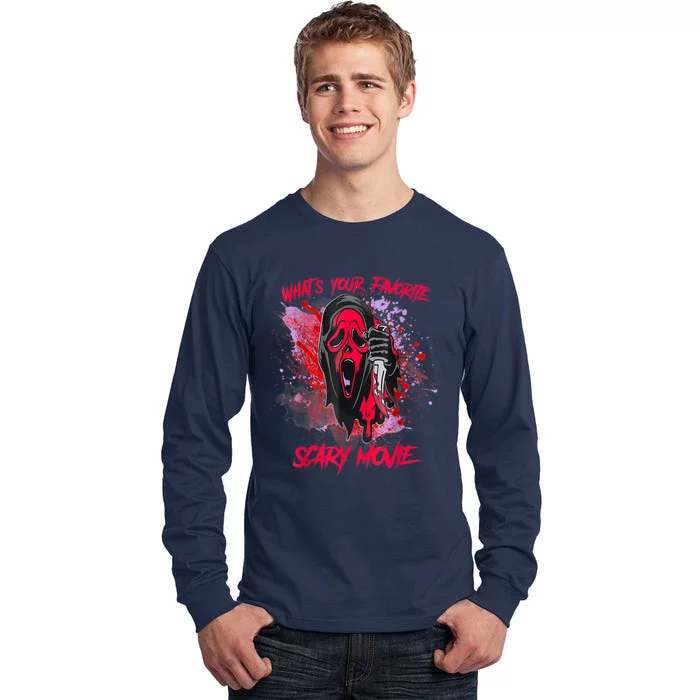 Ghostface Halloween What's Your Favorite Scary Movie Tall Long Sleeve T-Shirt