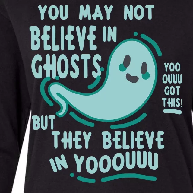 Ghosts Believe In You Funny Halloween Womens Cotton Relaxed Long Sleeve T-Shirt