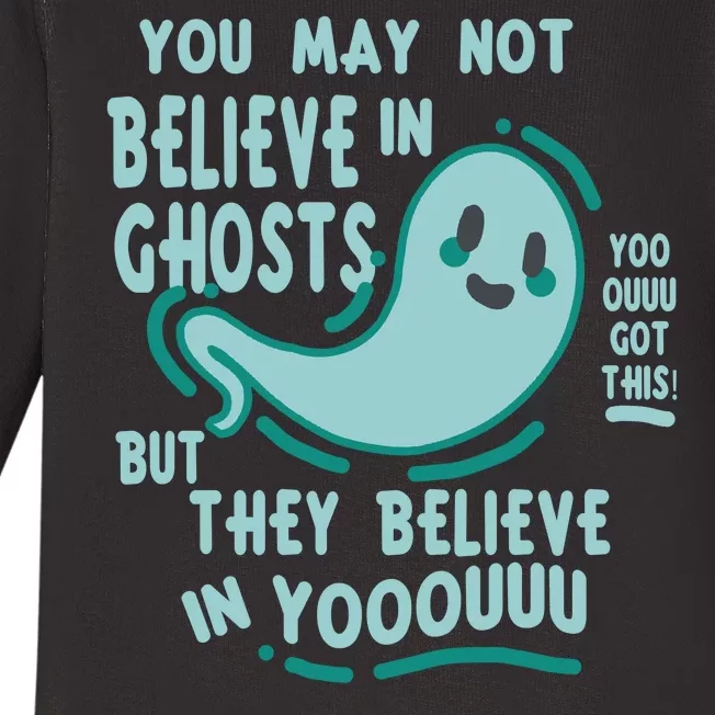 Ghosts Believe In You Funny Halloween Baby Long Sleeve Bodysuit