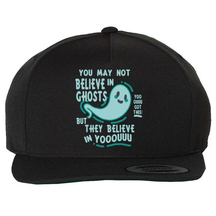 Ghosts Believe In You Funny Halloween Wool Snapback Cap