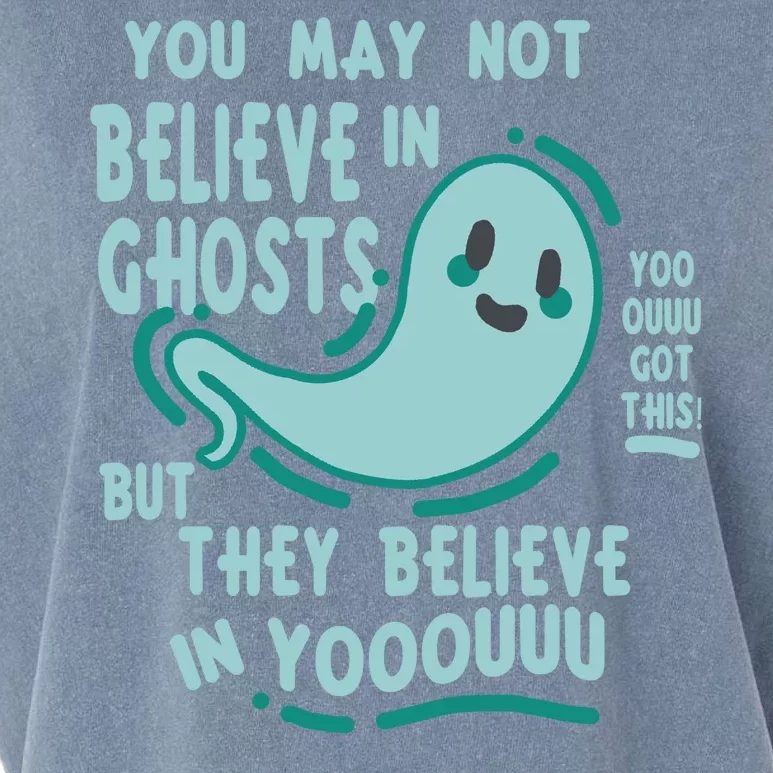 Ghosts Believe In You Funny Halloween Garment-Dyed Women's Muscle Tee