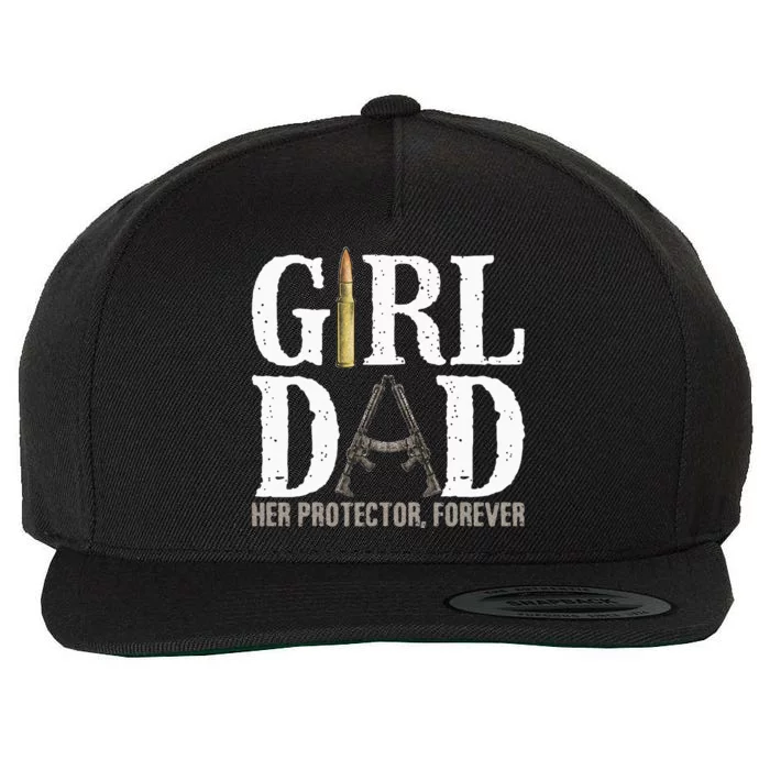 GirlDad Her Protector Forever Funny Father Wool Snapback Cap