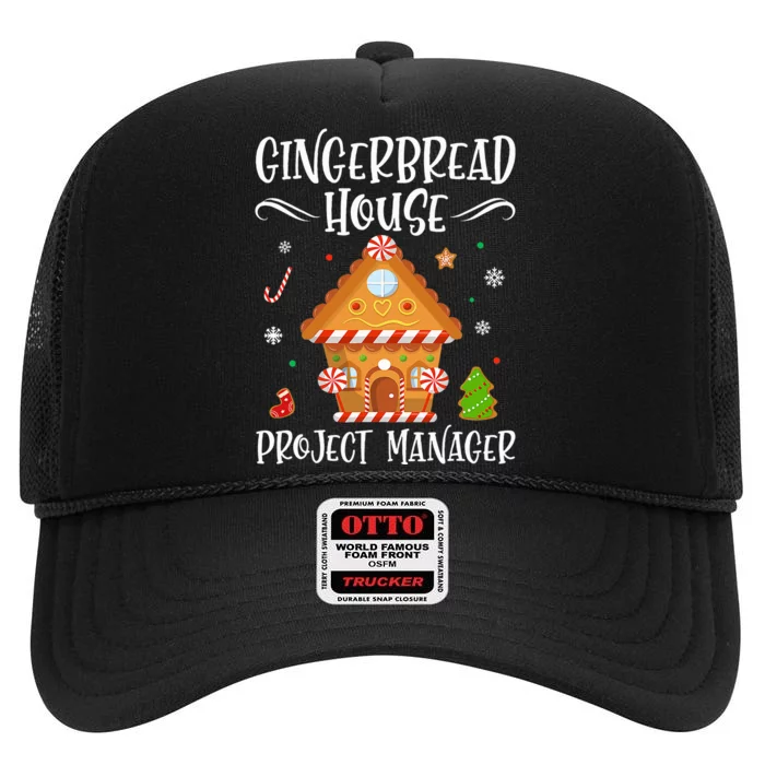 Gingerbread House Project Manager Baking Xmas Pajamas High Crown Mesh Trucker Hat