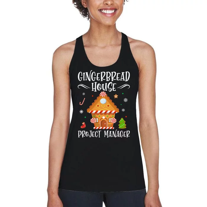 Gingerbread House Project Manager Baking Xmas Pajamas Women's Racerback Tank