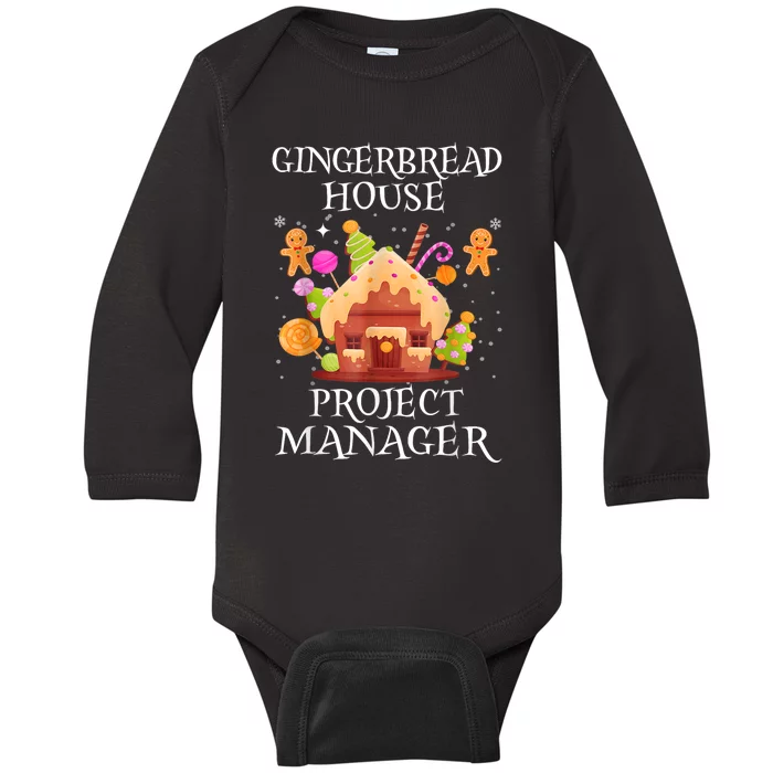 Gingerbread House Project Manager Decorating Baking Xmas Baby Long Sleeve Bodysuit