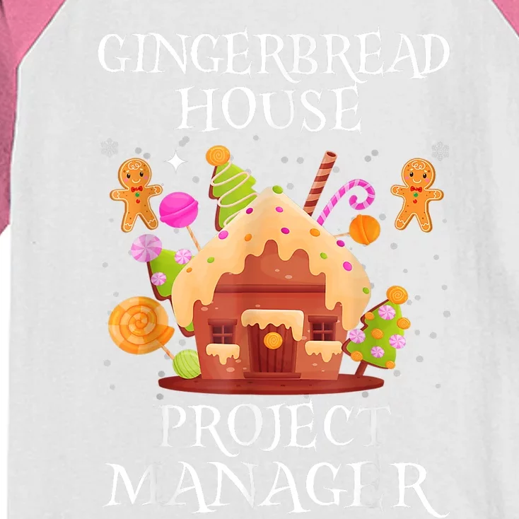 Gingerbread House Project Manager Decorating Baking Xmas Kids Colorblock Raglan Jersey