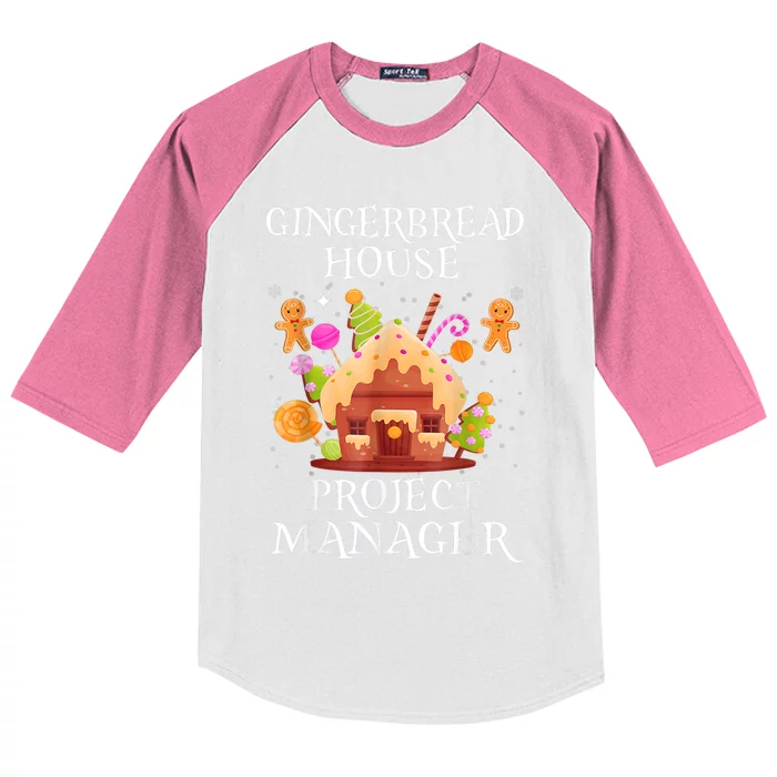 Gingerbread House Project Manager Decorating Baking Xmas Kids Colorblock Raglan Jersey