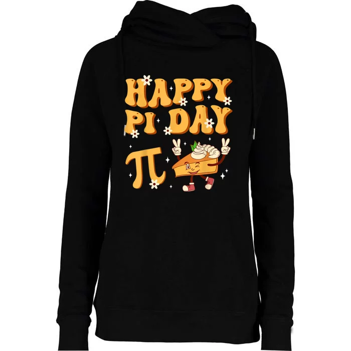 Groovy Happy Pi Day Mathematics Math Teacher Pi Day 3.14 Womens Funnel Neck Pullover Hood