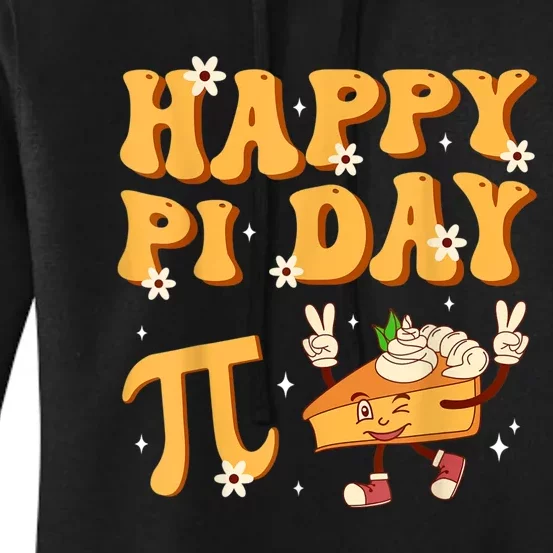 Groovy Happy Pi Day Mathematics Math Teacher Pi Day 3.14 Women's Pullover Hoodie