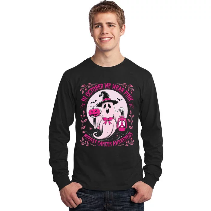 Ghost Halloween Pumpkins Breast Cancer Tall Long Sleeve T-Shirt