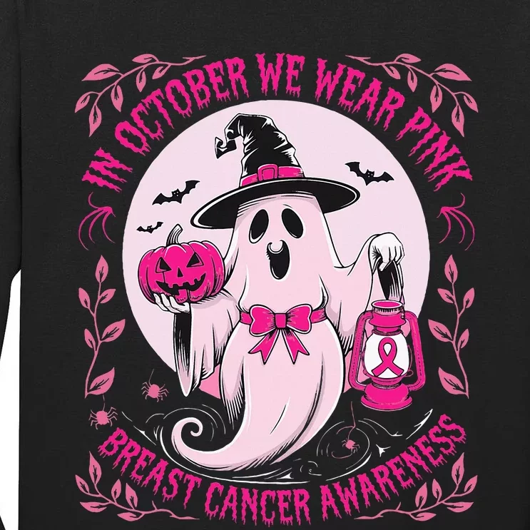 Ghost Halloween Pumpkins Breast Cancer Tall Long Sleeve T-Shirt