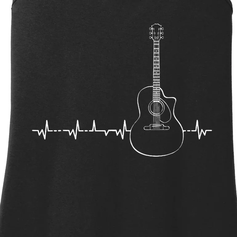 Guitar Heartbeat Pulse Musical Theme Ladies Essential Tank