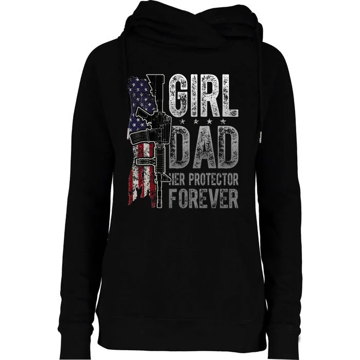 GirlDad Her Protector Forever Funny Father Womens Funnel Neck Pullover Hood