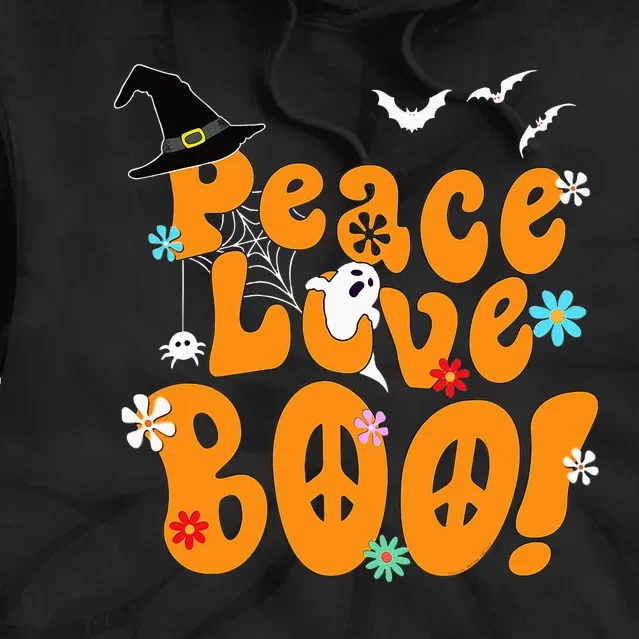 Groovy Halloween Peace Love BOO Retro Hippie Halloween Tie Dye Hoodie