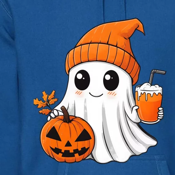 Ghost Holding Pumpkin Coffee Cup Halloween Trick Or Treat Gift Premium Hoodie