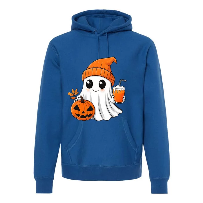 Ghost Holding Pumpkin Coffee Cup Halloween Trick Or Treat Gift Premium Hoodie