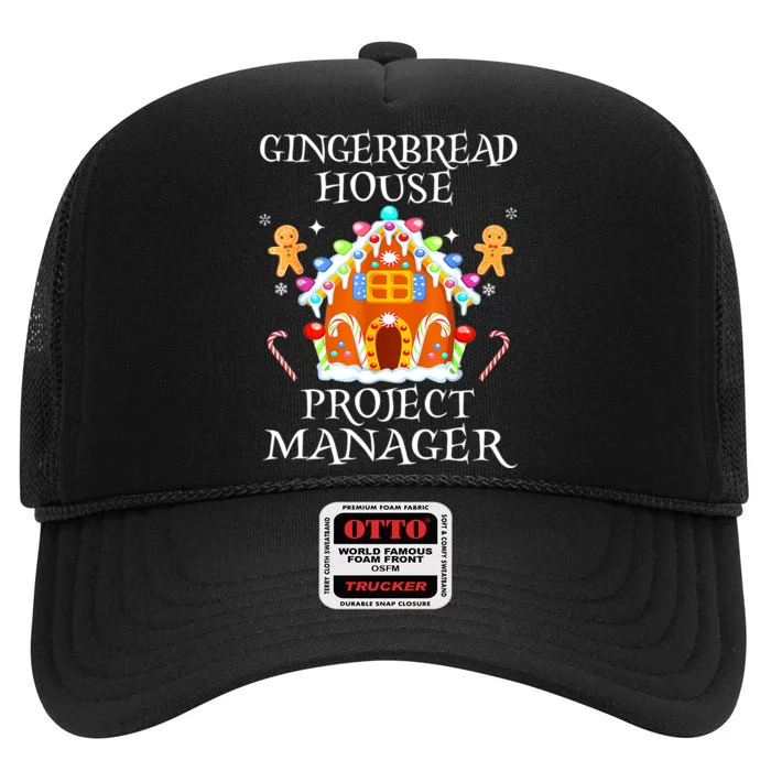 Gingerbread House Project Manager Decorating Baking Xmas High Crown Mesh Trucker Hat