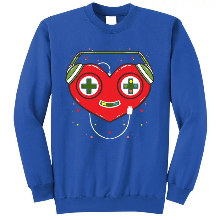 Gamer Heart Present Game Lover Valentines Day Gift Tall Sweatshirt