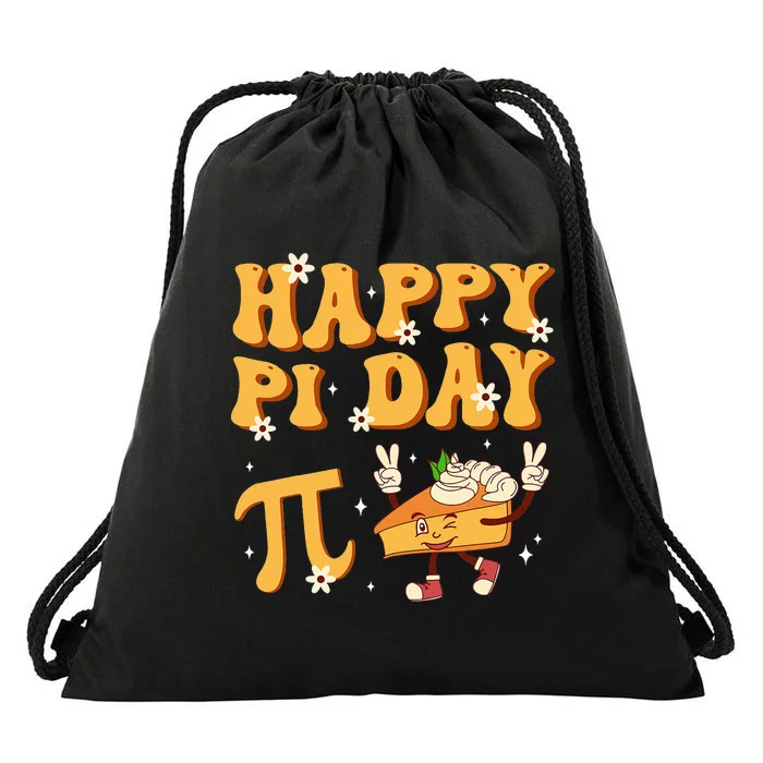 Groovy Happy Pi Day Mathematics Math Teacher Pi Day 3.14 Drawstring Bag