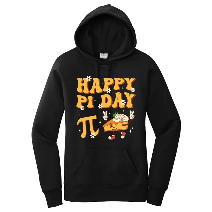 Groovy Happy Pi Day Mathematics Math Teacher Pi Day 3.14 Women's Pullover Hoodie