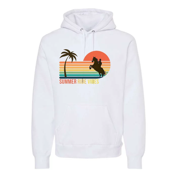 Girl Horse Riding Vintage Cowgirl Ranch Summer Ride Vibes Premium Hoodie