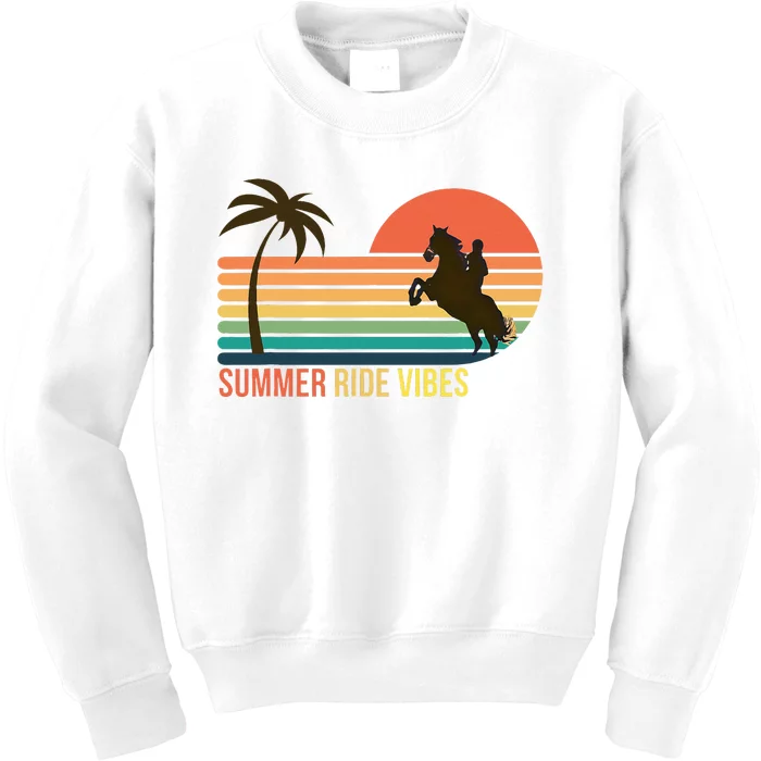 Girl Horse Riding Vintage Cowgirl Ranch Summer Ride Vibes Kids Sweatshirt