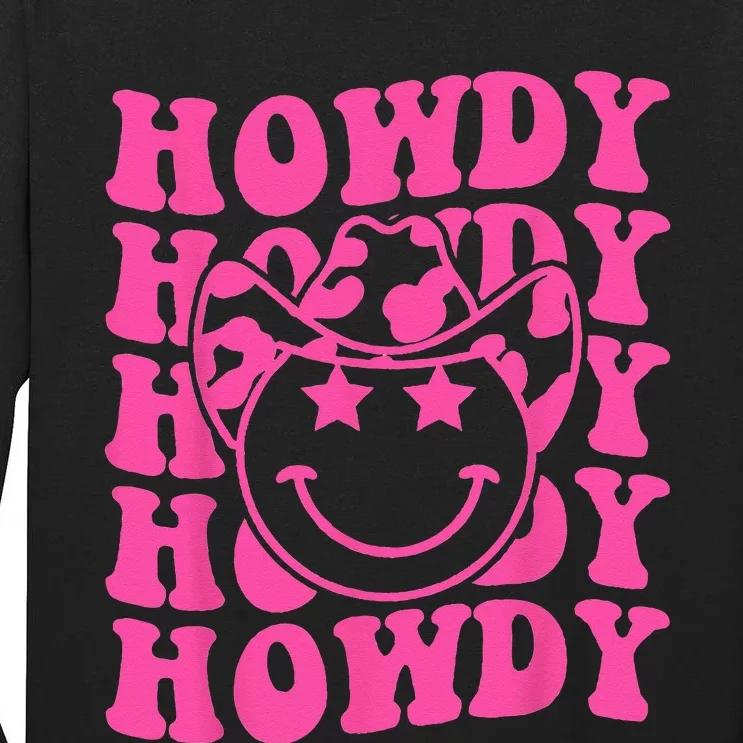 Groovy Howdy Rodeo Western Country Southern Cow Tall Long Sleeve T-Shirt