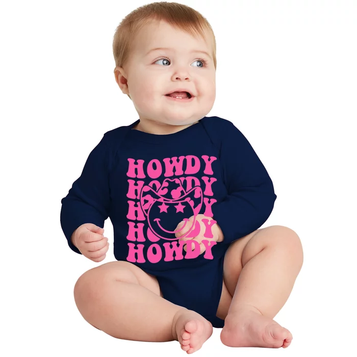 Groovy Howdy Rodeo Western Country Southern Cow Baby Long Sleeve Bodysuit